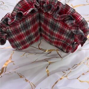 Plaid Ruffled Makeup bag in Red and Black